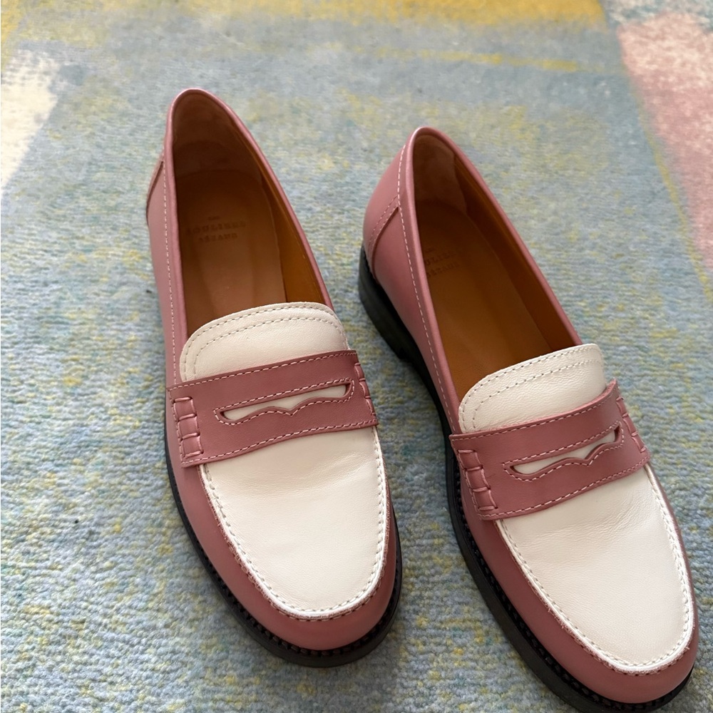 Sèzane Andrea Leather Loafers in Blush and White. New with Tags. So Comfortable.